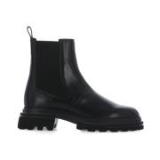 Hogan Svarta Läder Chelsea Boots med Höjd Sula Black, Dam