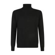 Roberto Collina Svart Turtleneck Stickad Tröja Aw24 Black, Herr