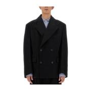 Junya Watanabe Lyxig Ull Kashmir Skräddarsydd Blazer Black, Herr