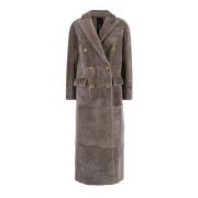 Blancha Taupe Shearling Vinterrock Gray, Dam