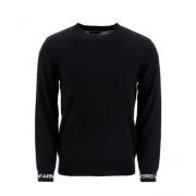 Armani Stilig rund hals pullover tröja Blue, Herr