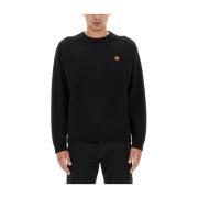 Kenzo Logo Print Rundhals Stickad Tröja Sweatshirt Black, Herr