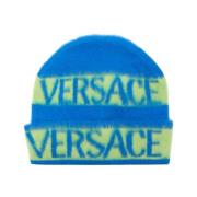 Versace Randig Logobeanie för Män Blue, Herr