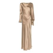 Alberta Ferretti Beige Satin Maxi Klänning Speciella Tillfällen Beige,...