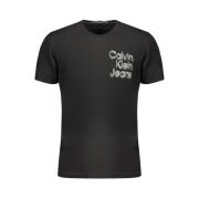 Calvin Klein Svart Bomull T-shirt med Tryck Black, Herr