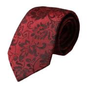 Dolce & Gabbana Röd Blommig Brokad Sidenslips Red, Herr