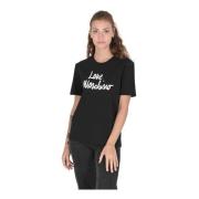 Love Moschino Svart Bomull T-shirt med Kärlek Black, Dam