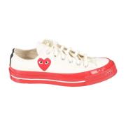 Comme des Garçons Play Röd Sula Låg Topp Sneakers White, Herr