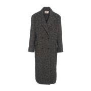 Kaos Bouclé Herringbone Coat Black, Dam