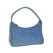 Prada Vintage Pre-owned Nylon handvskor Blue, Dam