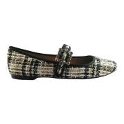 Bibi Lou Rutig Tweed Skor Black, Dam