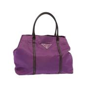 Prada Vintage Pre-owned Nylon handvskor Purple, Dam