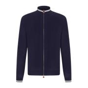 Kiton Ull Cardigan med Sporty Appeal Blue, Herr