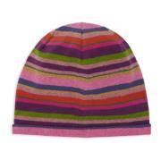 Gallo Unisex lila fleecebeanie med flerfärgade ränder Multicolor, Unis...