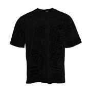 Dolce & Gabbana Svart bomull T-shirt med rund hals och korta ärmar Bla...