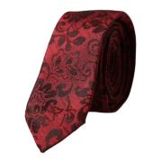 Dolce & Gabbana Röd Blommig Brokad Sidenslips Red, Herr