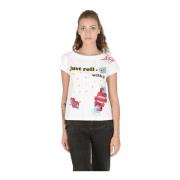 Love Moschino Vit Bomull T-shirt White, Dam