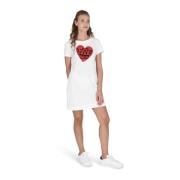 Love Moschino Stilren vit bomullsklänning med unika detaljer White, Da...