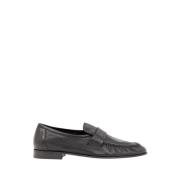 The Row Läder Penny Loafers Staplad Klack Black, Herr