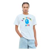 A Bathing APE Logo Print Crewneck T-Shirt White, Herr