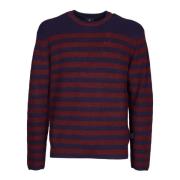 PS By Paul Smith Randig Stickad Burgundy Tröja Multicolor, Herr