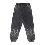 Vision OF Super Grå Fleece Tracksuit Byxor med Broderade Flammor Gray,...