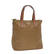 Prada Vintage Pre-owned Nylon handvskor Beige, Dam