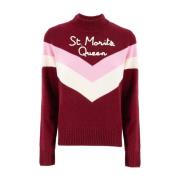 MC2 Saint Barth Kashmir Turtleneck Jumper med Ribbad Hem Red, Dam