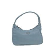 Prada Vintage Pre-owned Nylon handvskor Blue, Dam