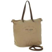 Prada Vintage Pre-owned Nylon prada-vskor Beige, Dam