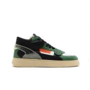 RUN OF Vintage Stil Läder Sneakers Green, Herr