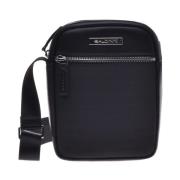 Baldinini Crossbody bag in black calfskin and nylon Black, Herr