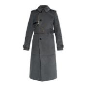 Burberry Bomullstrenchcoat med bälte Gray, Dam