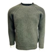 William Lockie Raglan Lambswool Crew Neck Sweater Green, Herr