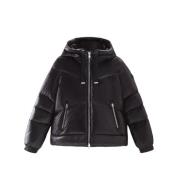 Woolrich Svart Dunjacka med Huva Black, Dam