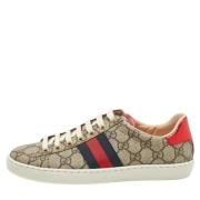 Gucci Vintage Pre-owned Belagd canvas sneakers Beige, Dam