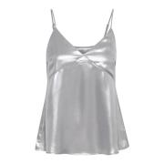 Part Two Silver Metallic Blouse Makayapw Stil Gray, Dam