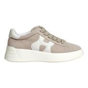 Hogan Beige Sneakers med vit gummisula Beige, Dam