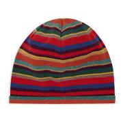 Gallo Unisex röd fleecebeanie med flerfärgade ränder Multicolor, Unise...