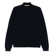 Hugo Boss Ull Half-Zip Stickat plagg Blue, Herr