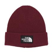 The North Face Logo Box Cuffed Beanie Boysenberry Hat Red, Unisex