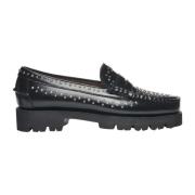 Sebago Svarta Platta Studs Mocassino Skor Black, Dam