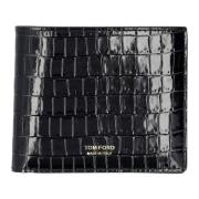 Tom Ford Klassisk Crocco Bifold Plånbok Black, Herr