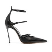 Casadei Svarta Läder Blade Klack Pumps Black, Dam