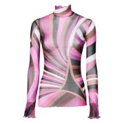 Emilio Pucci MultiColour Arkivtryck Mock Neck T-shirt Multicolor, Dam