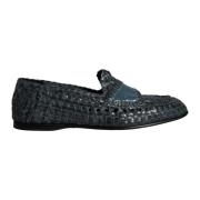 Dolce & Gabbana Blå Läder Slip-On Loafers med Logo Blue, Herr