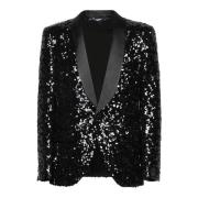 Dolce & Gabbana Svart Paljett Blazer Elegant Lyxig Jacka Black, Herr