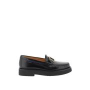 Tod's Tidlösa läderloafers med T-spänne Black, Dam