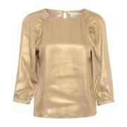 Part Two Guld Metallic Blus med Axel Effekter Yellow, Dam