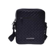 Baldinini Crossbody bag in black woven print leather Black, Herr